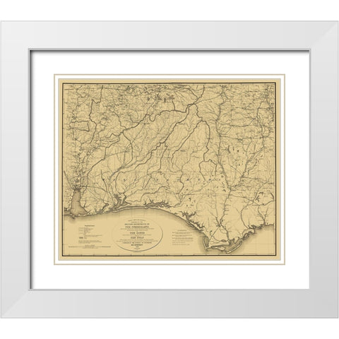 Cumberland of South and Gulf - Callahan 1863 White Modern Wood Framed Art Print with Double Matting by Callahan