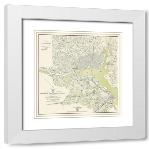 Washington DC Defenses - Bache 1861 White Modern Wood Framed Art Print with Double Matting by Bache