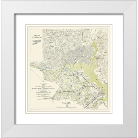 Washington DC Defenses - Bache 1861 White Modern Wood Framed Art Print with Double Matting by Bache