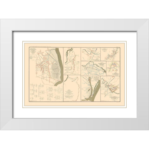 Defenses In Civil War - Bien  1895 White Modern Wood Framed Art Print with Double Matting by Bien