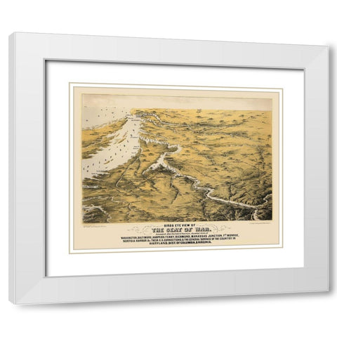 War of Maryland Virginia Washington DC - 1860 White Modern Wood Framed Art Print with Double Matting by Unknown