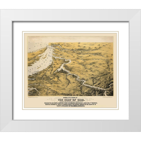 War of Maryland Virginia Washington DC - 1860 White Modern Wood Framed Art Print with Double Matting by Unknown