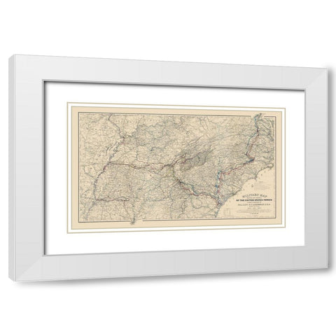Marches of United States Forces - Sherman 1865 White Modern Wood Framed Art Print with Double Matting by Sherman