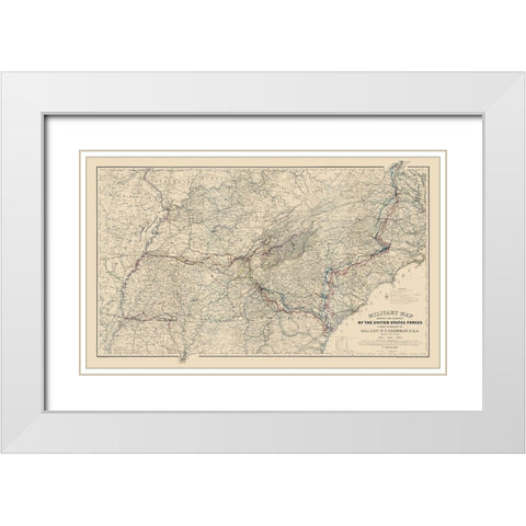 Marches of United States Forces - Sherman 1865 White Modern Wood Framed Art Print with Double Matting by Sherman
