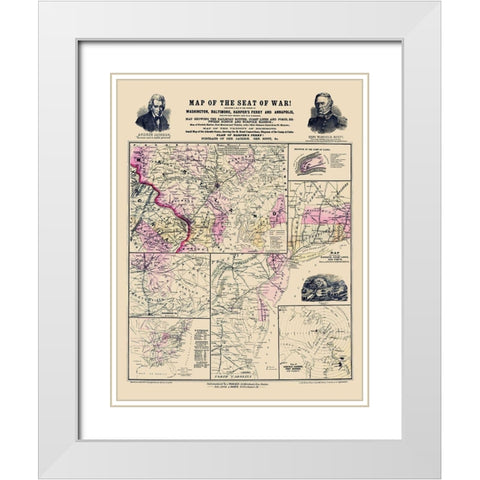 Seat of War of Atlantic Coast - Prang 1861 White Modern Wood Framed Art Print with Double Matting by Prang