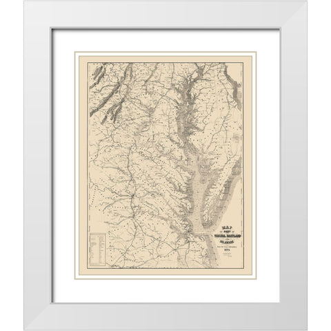 Virginia Maryland Delaware - Blunt 1861 White Modern Wood Framed Art Print with Double Matting by Blunt