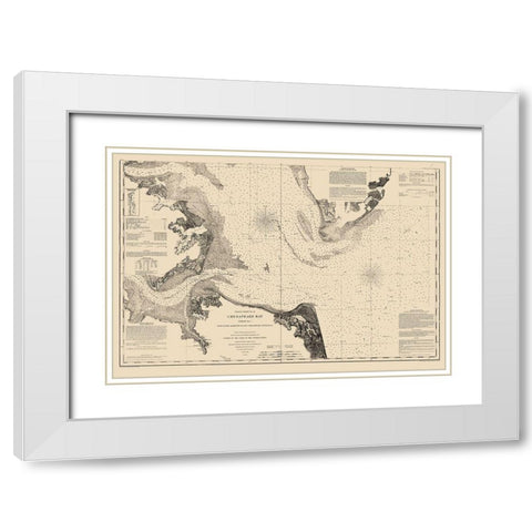 Chesapeake Bay Entrance - Bache 1863 White Modern Wood Framed Art Print with Double Matting by Bache