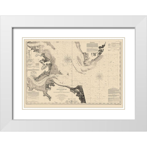 Chesapeake Bay Entrance - Bache 1863 White Modern Wood Framed Art Print with Double Matting by Bache