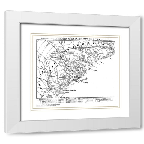 Naval Force Great Expedition Carolina Georgia White Modern Wood Framed Art Print with Double Matting by Unknown