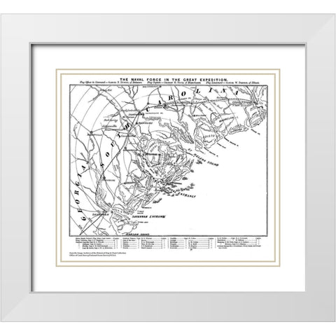 Naval Force Great Expedition Carolina Georgia White Modern Wood Framed Art Print with Double Matting by Unknown