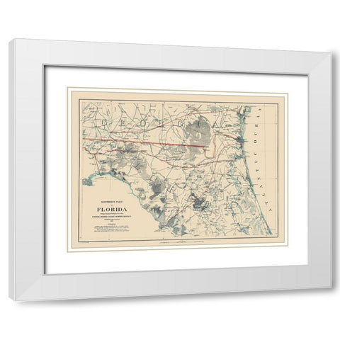 Northern Florida - Bache 1864 White Modern Wood Framed Art Print with Double Matting by Bache