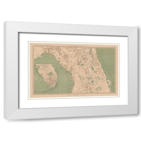 Florida - Lamont 1894 White Modern Wood Framed Art Print with Double Matting by Lamont