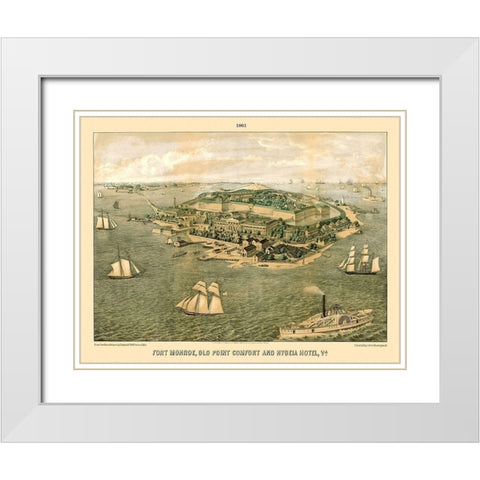 Fort Monroe Old Point Comfort Hygeia Virginia White Modern Wood Framed Art Print with Double Matting by Sachse
