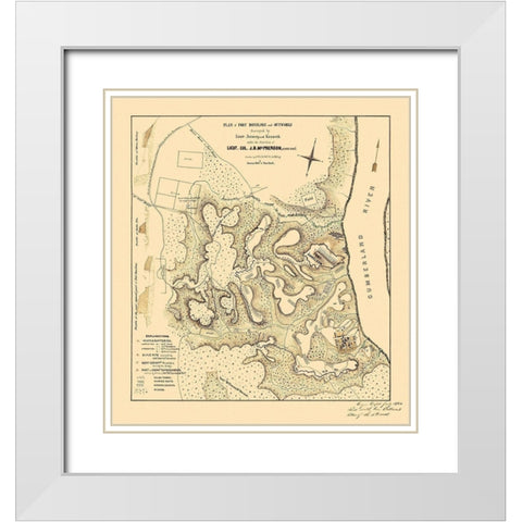 Fort Donelson Outworks Tennessee - McPherson 1876 White Modern Wood Framed Art Print with Double Matting by McPherson