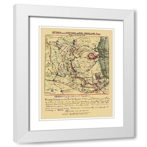 Attack Capture of Fort Donelson Tennessee White Modern Wood Framed Art Print with Double Matting by Grant