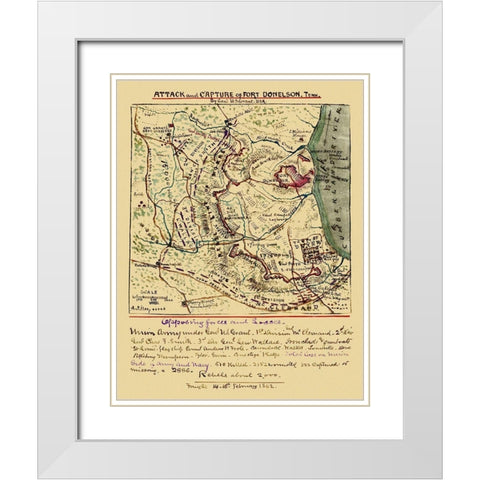 Attack Capture of Fort Donelson Tennessee White Modern Wood Framed Art Print with Double Matting by Grant