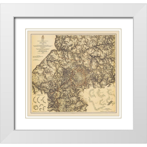Military Operations Atlanta Georgia - Bien 1875 White Modern Wood Framed Art Print with Double Matting by Bien