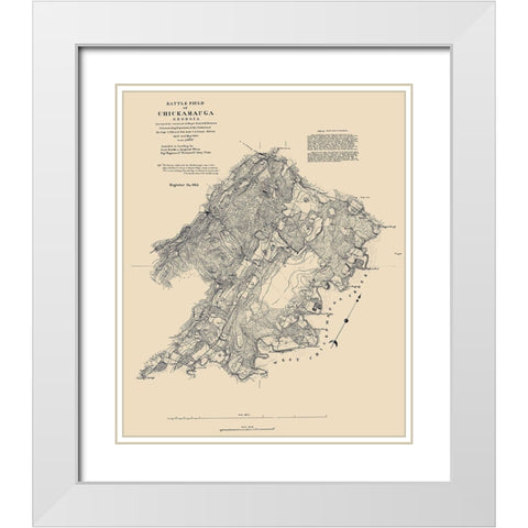 Battlefield of Chickamauga Georgia - Thomas 1864 White Modern Wood Framed Art Print with Double Matting by Thomas
