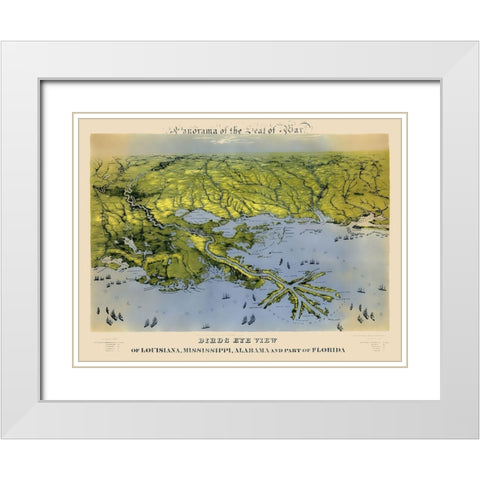 Louisiana Mississippi Alabama Florida White Modern Wood Framed Art Print with Double Matting by Bachmann