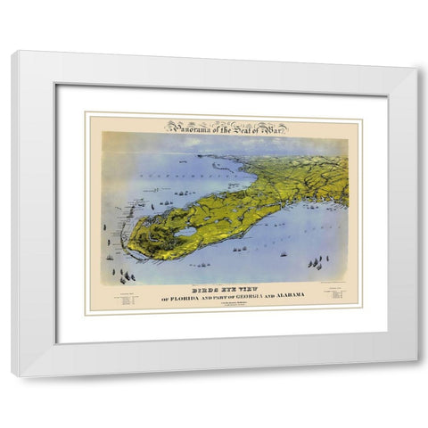 Florida Georgia Alabama - Bachmann 1861 White Modern Wood Framed Art Print with Double Matting by Bachmann