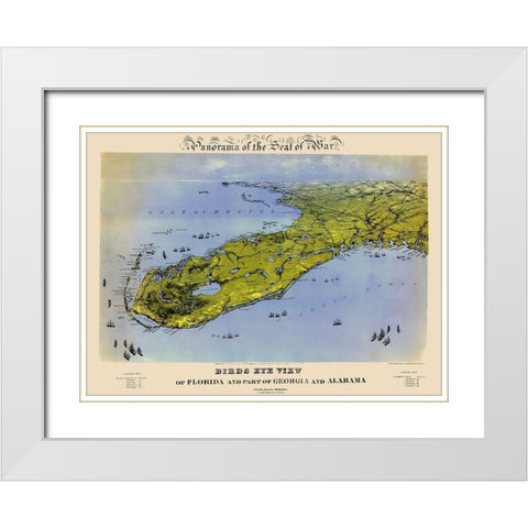 Florida Georgia Alabama - Bachmann 1861 White Modern Wood Framed Art Print with Double Matting by Bachmann
