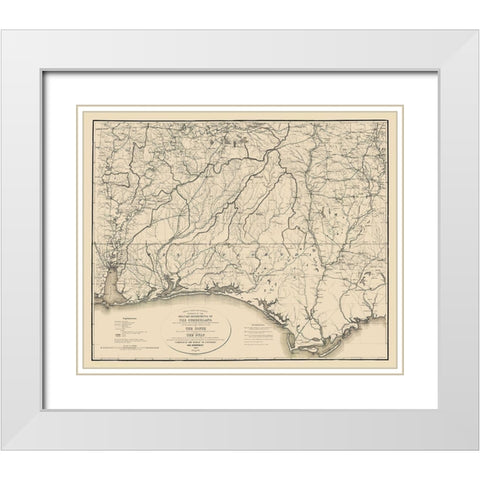 Military Departments of Cumberland - Callahan 1863 White Modern Wood Framed Art Print with Double Matting by Callahan