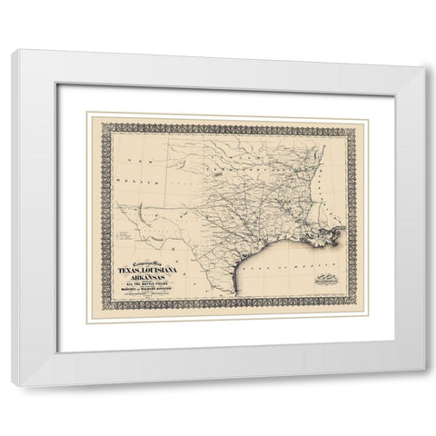 Campaign of Texas Louisiana Arkansas White Modern Wood Framed Art Print with Double Matting by Blessington