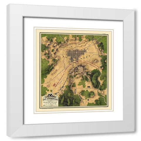 Battle of Gettysburg Pennsylvania - Willcox 1863 White Modern Wood Framed Art Print with Double Matting by Willcox