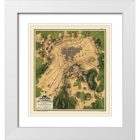 Battle of Gettysburg Pennsylvania - Willcox 1863 White Modern Wood Framed Art Print with Double Matting by Willcox