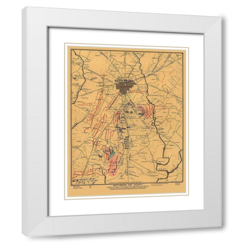 Gettysburg and Vicinity Pennsylvania - Hunter 1863 White Modern Wood Framed Art Print with Double Matting by Hunter