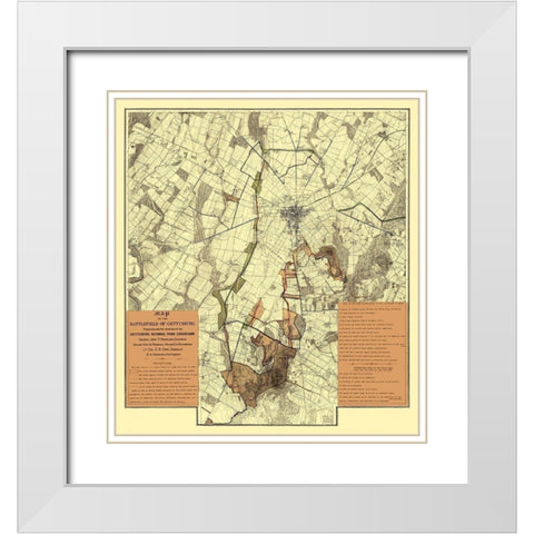 Battle Gettysburg Under Gettysburg National Park White Modern Wood Framed Art Print with Double Matting by Hammond