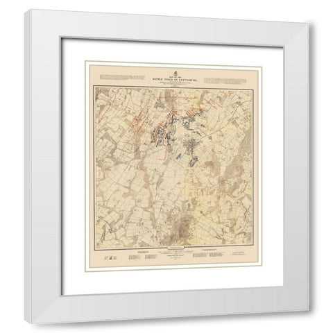 Gettysburg Battlefield First Days Battle White Modern Wood Framed Art Print with Double Matting by Warren