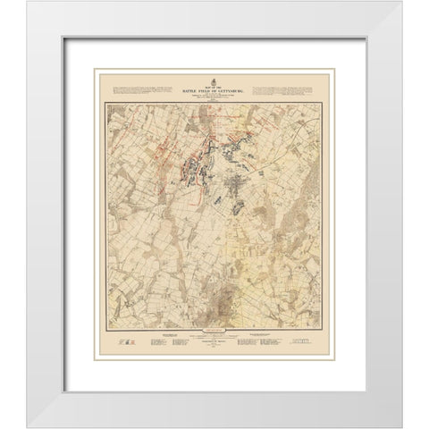Gettysburg Battlefield First Days Battle White Modern Wood Framed Art Print with Double Matting by Warren