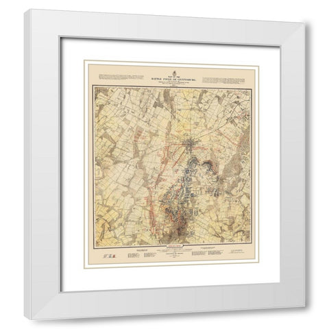 Gettysburg Battlefield Second Days Battle White Modern Wood Framed Art Print with Double Matting by Warren