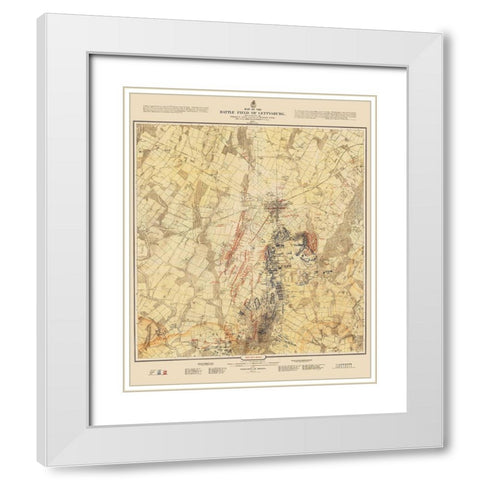 Gettysburg Battlefield Third Days Battle White Modern Wood Framed Art Print with Double Matting by Warren