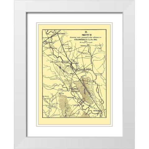 Goldsboro North Carolina - Bowen 1866 White Modern Wood Framed Art Print with Double Matting by Bowen