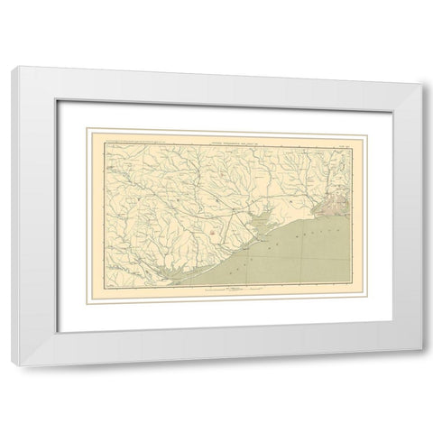 Texas Louisiana Gulf Coast Region - Bien 1895 White Modern Wood Framed Art Print with Double Matting by Bien