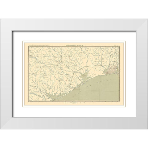 Texas Louisiana Gulf Coast Region - Bien 1895 White Modern Wood Framed Art Print with Double Matting by Bien
