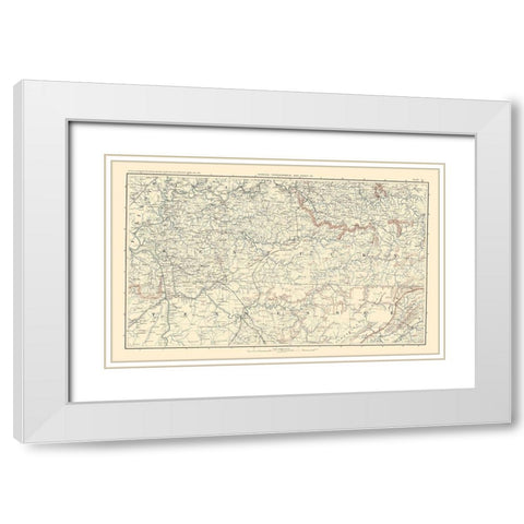 Illinois Indiana Kentucky Tennessee - Bien 1895 White Modern Wood Framed Art Print with Double Matting by Bien