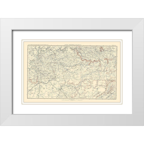Illinois Indiana Kentucky Tennessee - Bien 1895 White Modern Wood Framed Art Print with Double Matting by Bien