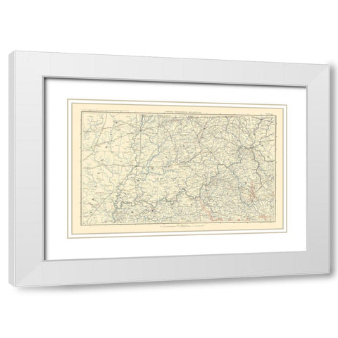 Illinois Indiana Ohio Kentucky - Bien 1895 White Modern Wood Framed Art Print with Double Matting by Bien