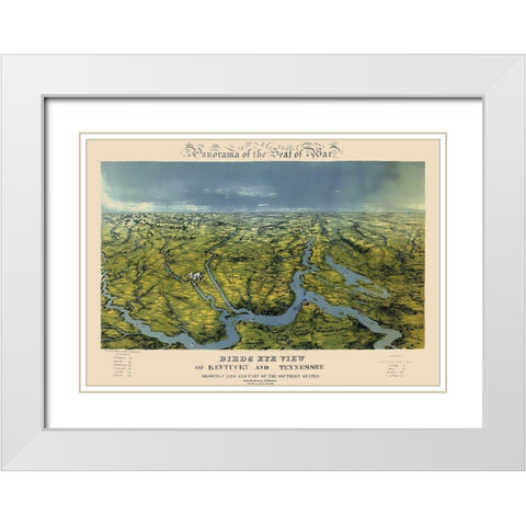 Kentucky Tennessee Panoramic - Bachmann  1861 White Modern Wood Framed Art Print with Double Matting by Bachmann