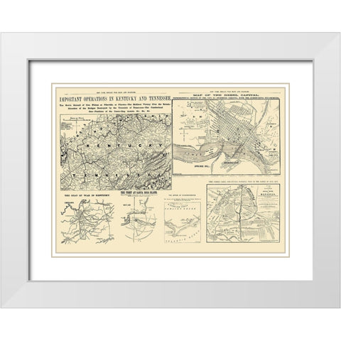 United States War Diagrams - Waters 1861 White Modern Wood Framed Art Print with Double Matting by Waters