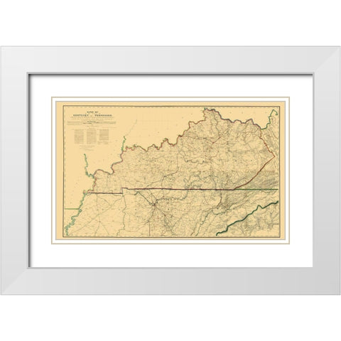 Kentucky Tennessee Military - Swann 1865 White Modern Wood Framed Art Print with Double Matting by Swann