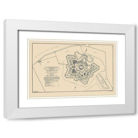 Fort Jackson Louisiana  - Bache 1862 White Modern Wood Framed Art Print with Double Matting by Bache