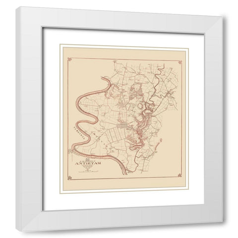 Antietam Battlefield  - Stearns 1894 White Modern Wood Framed Art Print with Double Matting by Stearns