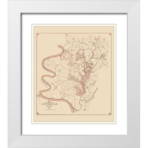 Antietam Battlefield  - Stearns 1894 White Modern Wood Framed Art Print with Double Matting by Stearns