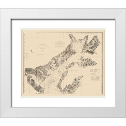 Chesapeake Bay Nautical Chart - 1861 White Modern Wood Framed Art Print with Double Matting by Unknown