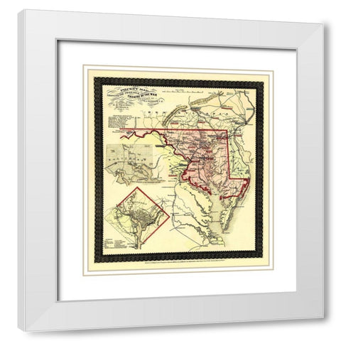 Theatre of War Maryland - Traubel 1861 White Modern Wood Framed Art Print with Double Matting by Traubel