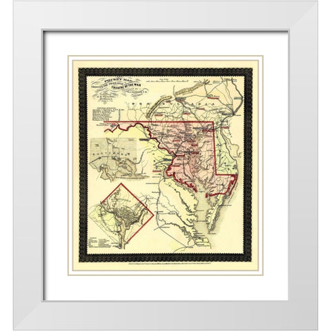Theatre of War Maryland - Traubel 1861 White Modern Wood Framed Art Print with Double Matting by Traubel